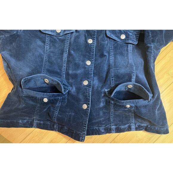 LAL Live a Little Blue Corduroy Snap Front Buttons Jacket Pockets size Lrg - Picture 6 of 10